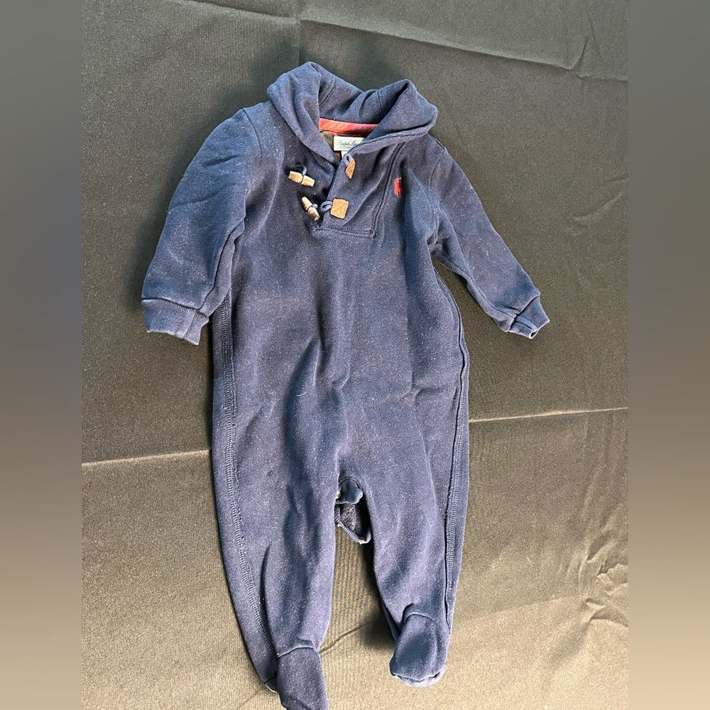 Ralph Lauren navy one piece footies 6M